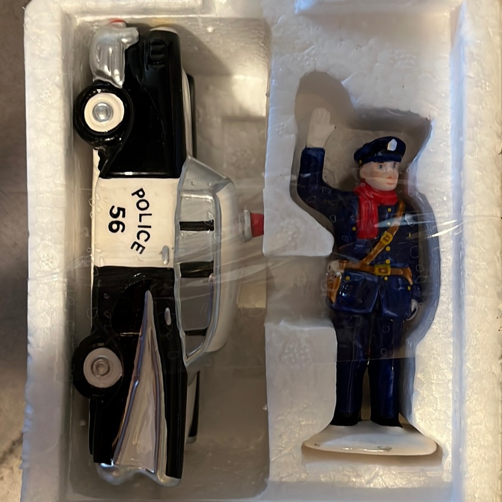 Department, 56 snow village police car and police man